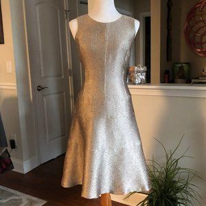 Gold Textured Anne Klein Fit & Flare Dress - sz 10